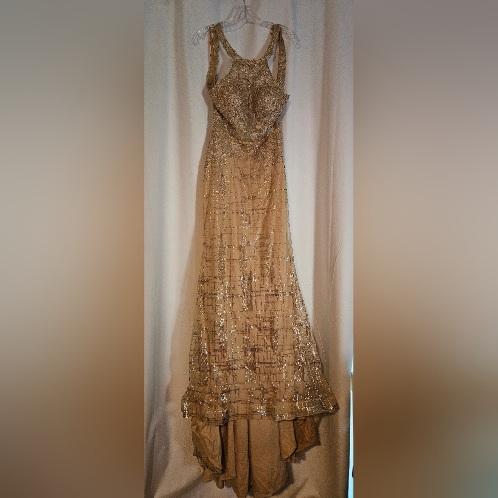 Clarisse Gold Sequin Prom Dress